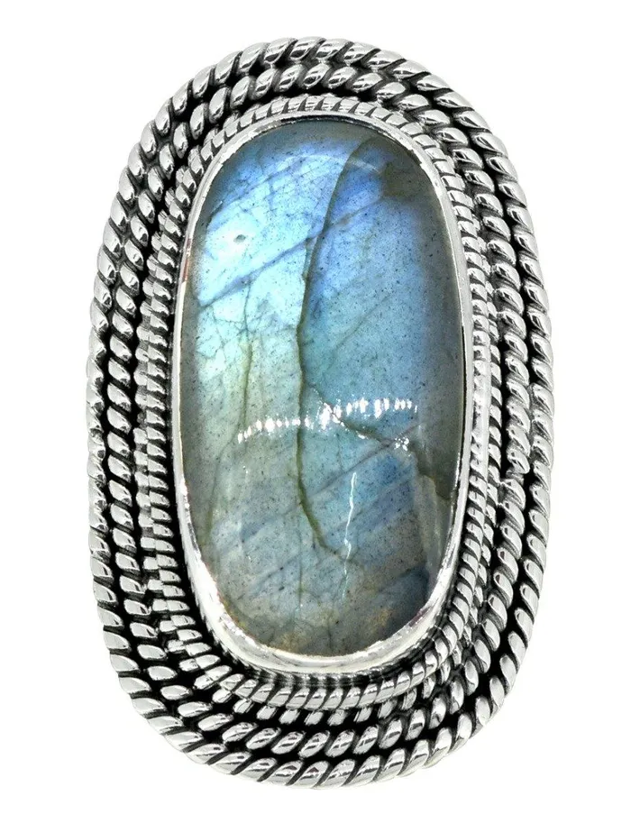 Rings YoTreasure Labradorite Ring Solid 925 Sterling Silver Jewelry