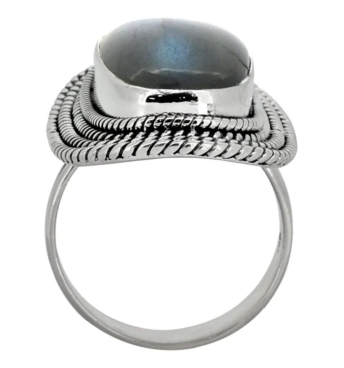 Rings YoTreasure Labradorite Ring Solid 925 Sterling Silver Jewelry