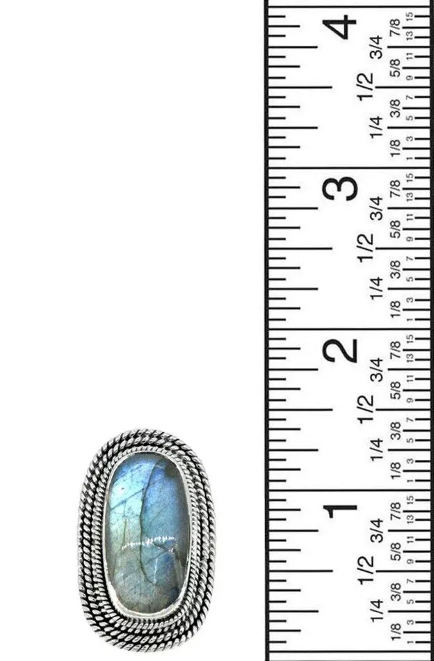 Rings YoTreasure Labradorite Ring Solid 925 Sterling Silver Jewelry
