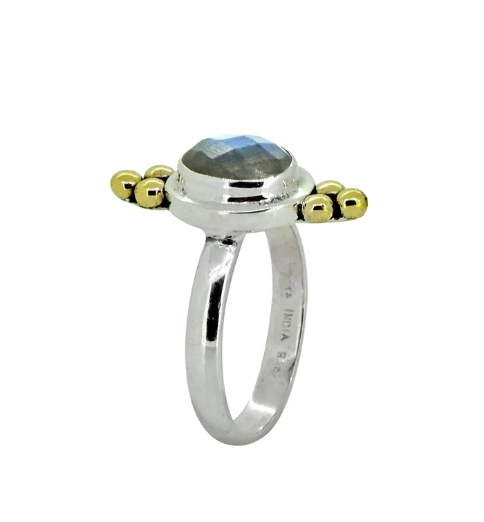 Rings YoTreasure Labradorite Solid 925 Sterling Silver Brass Ring Jewelry