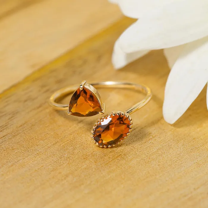 Rings YoTreasure Natural Citrine Solid 14K Yellow Gold Adjustable Ring Jewelry Rings YoTreasure Natural Citrine Solid 14K Yellow Gold Adjustable Ring Jewelry
