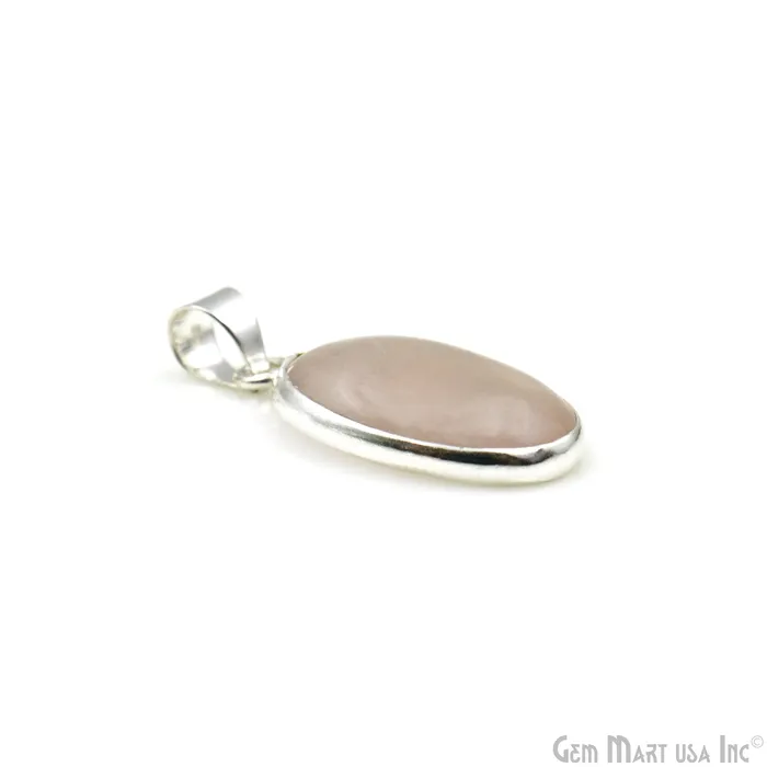 Rose Quartz Gemstone Oval 28x15mm Sterling Silver Necklace Pendant 1PC GemMartUSA Necklaces