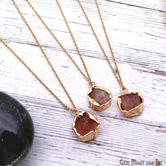 Rough Gemstone 19x13mm Gold Row Edge Single Bail Charm Connector GemMartUSA Charm Necklaces Rough Gemstone 19x13mm Gold Row Edge Single Bail Charm Connector GemMartUSA Charm Necklaces