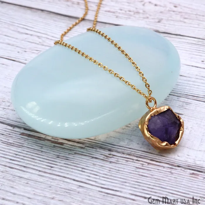Rough Gemstone 19x13mm Gold Row Edge Single Bail Charm Connector GemMartUSA Charm Necklaces Rough Gemstone 19x13mm Gold Row Edge Single Bail Charm Connector GemMartUSA Charm Necklaces