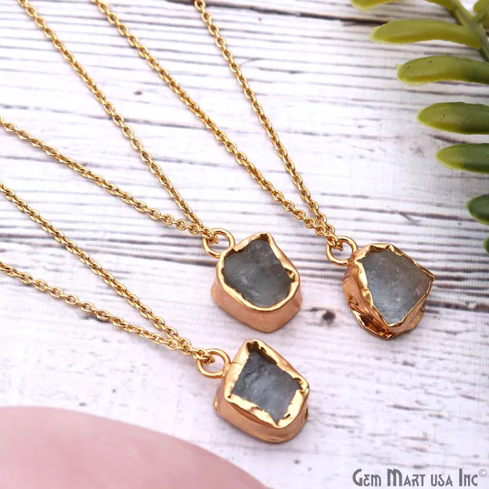 Rough Gemstone 19x13mm Gold Row Edge Single Bail Charm Connector GemMartUSA Charm Necklaces Rough Gemstone 19x13mm Gold Row Edge Single Bail Charm Connector GemMartUSA Charm Necklaces