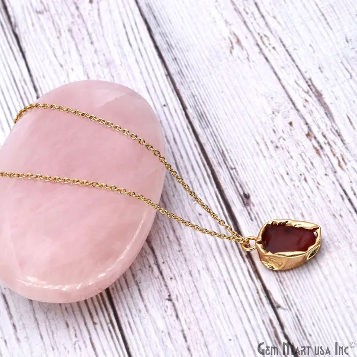 Rough Gemstone 19x13mm Gold Row Edge Single Bail Charm Connector GemMartUSA Charm Necklaces Rough Gemstone 19x13mm Gold Row Edge Single Bail Charm Connector GemMartUSA Charm Necklaces
