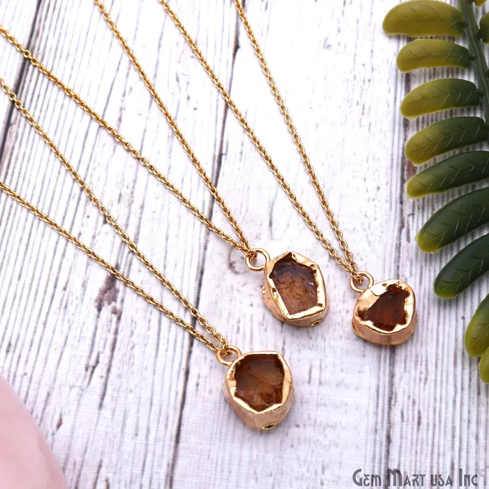 Rough Gemstone 19x13mm Gold Row Edge Single Bail Charm Connector GemMartUSA Charm Necklaces Rough Gemstone 19x13mm Gold Row Edge Single Bail Charm Connector GemMartUSA Charm Necklaces