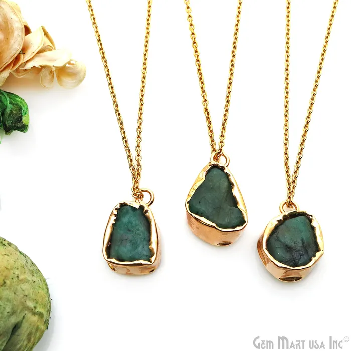 Rough Gemstone 19x13mm Gold Row Edge Single Bail Charm Connector GemMartUSA Charm Necklaces Rough Gemstone 19x13mm Gold Row Edge Single Bail Charm Connector GemMartUSA Charm Necklaces