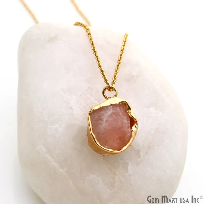 Rough Gemstone 19x13mm Gold Row Edge Single Bail Charm Connector GemMartUSA Charm Necklaces Rough Gemstone 19x13mm Gold Row Edge Single Bail Charm Connector GemMartUSA Charm Necklaces