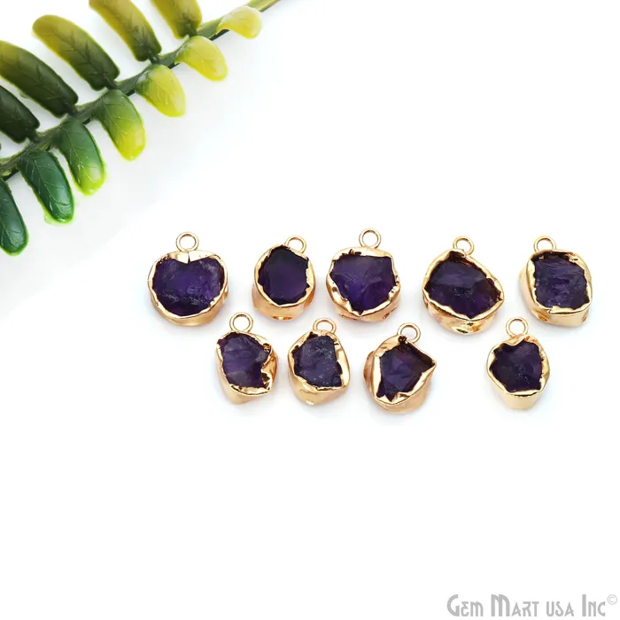 Rough Gemstone 19x13mm Gold Row Edge Single Bail Charm Connector GemMartUSA Charm Necklaces Rough Gemstone 19x13mm Gold Row Edge Single Bail Charm Connector GemMartUSA Charm Necklaces