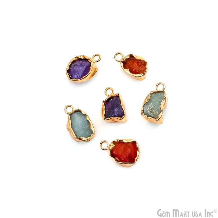 Rough Gemstone 19x13mm Gold Row Edge Single Bail Charm Connector GemMartUSA Charm Necklaces Rough Gemstone 19x13mm Gold Row Edge Single Bail Charm Connector GemMartUSA Charm Necklaces