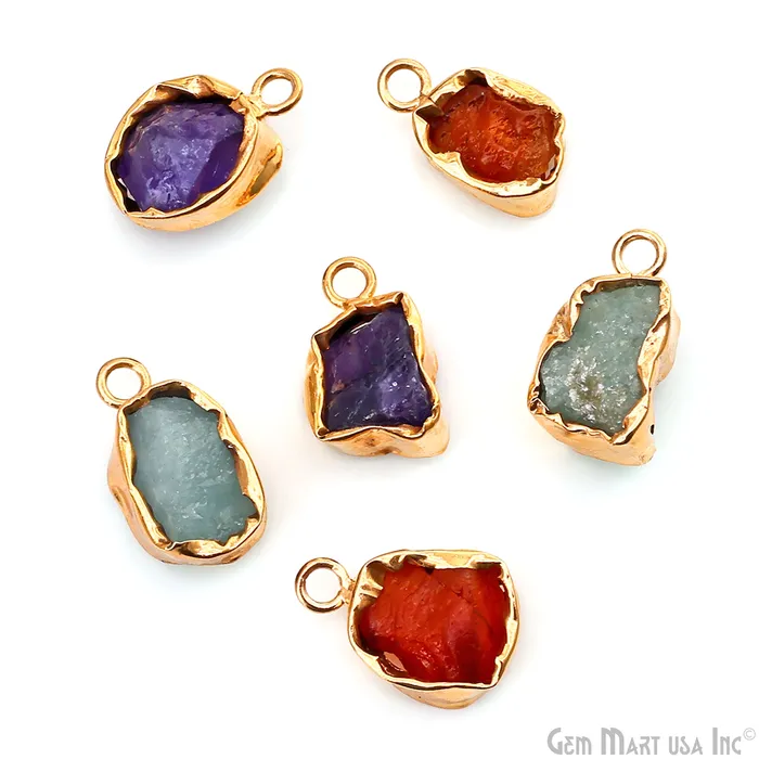 Rough Gemstone 19x13mm Gold Row Edge Single Bail Charm Connector GemMartUSA Charm Necklaces Rough Gemstone 19x13mm Gold Row Edge Single Bail Charm Connector GemMartUSA Charm Necklaces