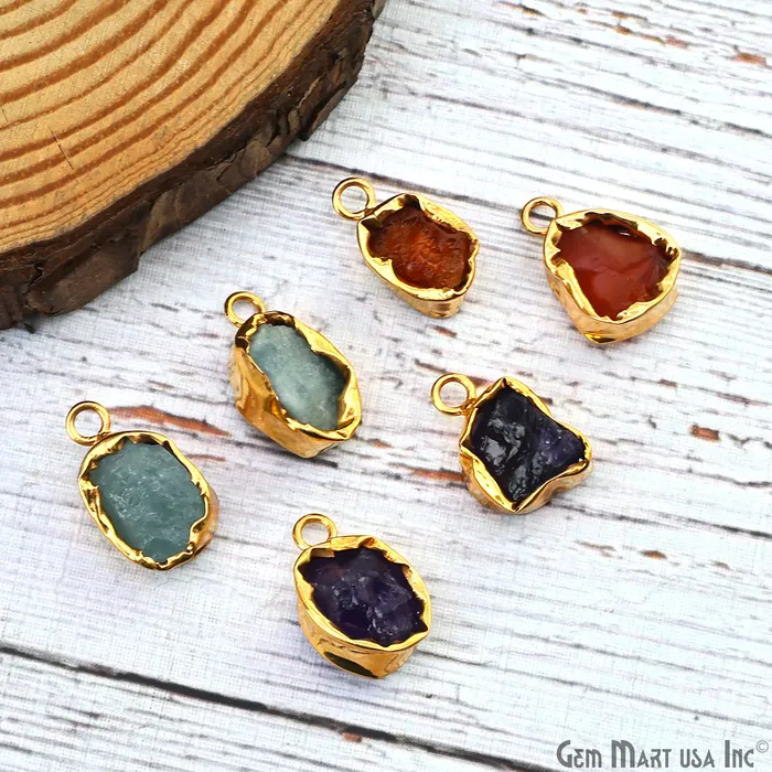 Rough Gemstone 19x13mm Gold Row Edge Single Bail Charm Connector GemMartUSA Charm Necklaces Rough Gemstone 19x13mm Gold Row Edge Single Bail Charm Connector GemMartUSA Charm Necklaces