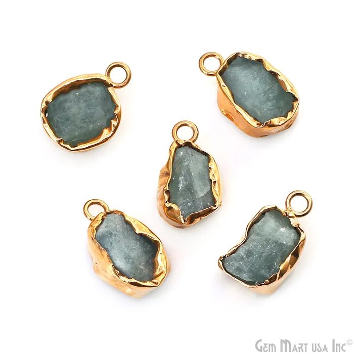 Rough Gemstone 19x13mm Gold Row Edge Single Bail Charm Connector GemMartUSA Charm Necklaces Rough Gemstone 19x13mm Gold Row Edge Single Bail Charm Connector GemMartUSA Charm Necklaces