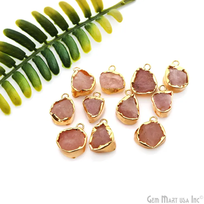 Rough Gemstone 19x13mm Gold Row Edge Single Bail Charm Connector GemMartUSA Charm Necklaces Rough Gemstone 19x13mm Gold Row Edge Single Bail Charm Connector GemMartUSA Charm Necklaces