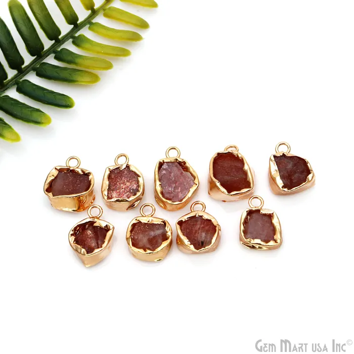 Rough Gemstone 19x13mm Gold Row Edge Single Bail Charm Connector GemMartUSA Charm Necklaces Rough Gemstone 19x13mm Gold Row Edge Single Bail Charm Connector GemMartUSA Charm Necklaces