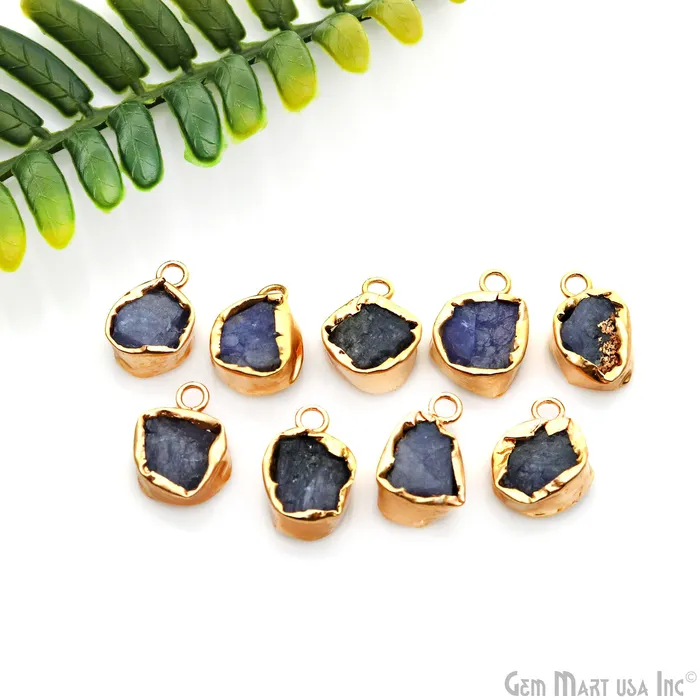 Rough Gemstone 19x13mm Gold Row Edge Single Bail Charm Connector GemMartUSA Charm Necklaces Rough Gemstone 19x13mm Gold Row Edge Single Bail Charm Connector GemMartUSA Charm Necklaces