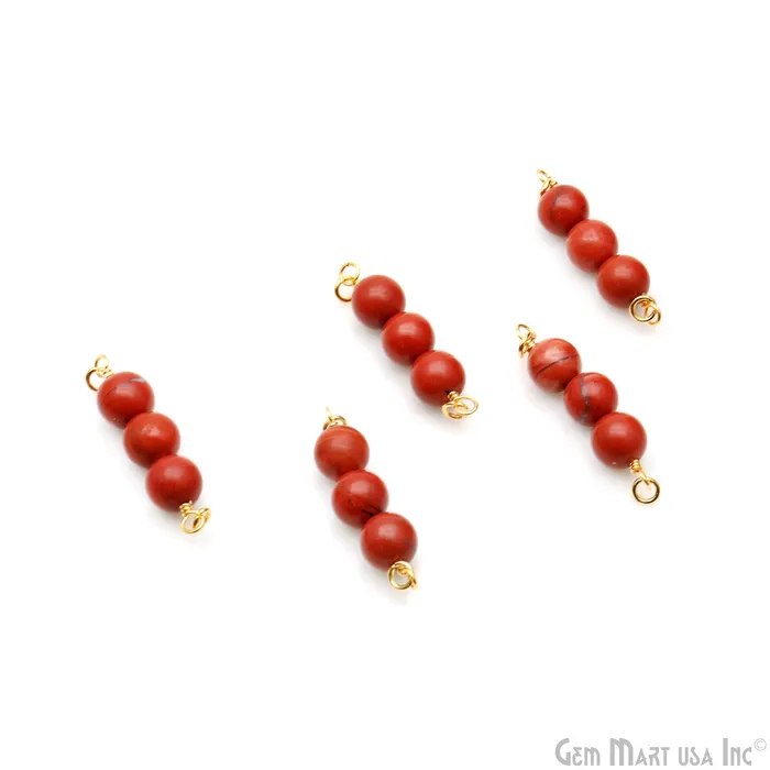 Round Gemstone Three Beads Gold Wire Wrapped Bar Pendant Connector GemMartUSA Necklaces Round Gemstone Three Beads Gold Wire Wrapped Bar Pendant Connector GemMartUSA Necklaces