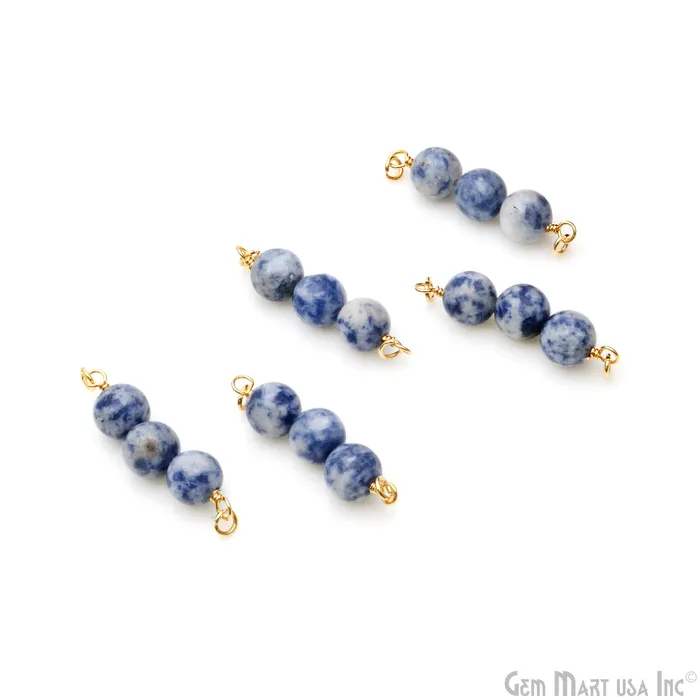 Round Gemstone Three Beads Gold Wire Wrapped Bar Pendant Connector GemMartUSA Necklaces Round Gemstone Three Beads Gold Wire Wrapped Bar Pendant Connector GemMartUSA Necklaces
