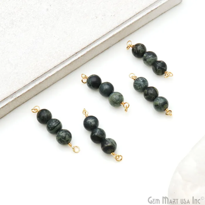 Round Gemstone Three Beads Gold Wire Wrapped Bar Pendant Connector GemMartUSA Necklaces Round Gemstone Three Beads Gold Wire Wrapped Bar Pendant Connector GemMartUSA Necklaces