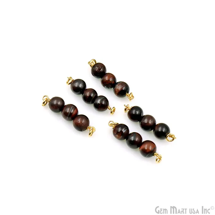 Round Gemstone Three Beads Gold Wire Wrapped Bar Pendant Connector GemMartUSA Necklaces Round Gemstone Three Beads Gold Wire Wrapped Bar Pendant Connector GemMartUSA Necklaces