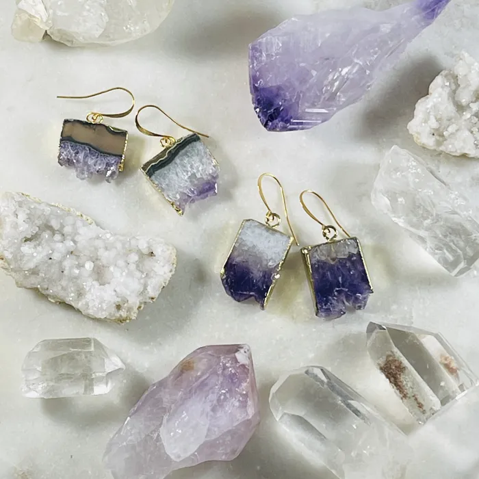 Sarah Belle Amethyst Slice Earrings Earrings