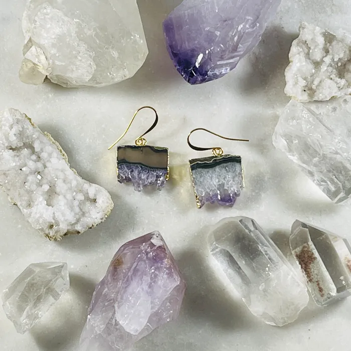 Sarah Belle Amethyst Slice Earrings Earrings