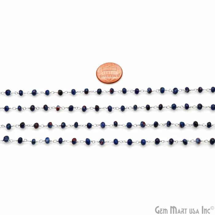 Sodalite Jade 4mm Faceted Beads Silver Wire Wrapped Rosary GemMartUSA Rings Sodalite Jade 4mm Faceted Beads Silver Wire Wrapped Rosary GemMartUSA Rings