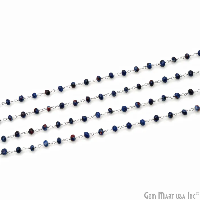 Sodalite Jade 4mm Faceted Beads Silver Wire Wrapped Rosary GemMartUSA Rings Sodalite Jade 4mm Faceted Beads Silver Wire Wrapped Rosary GemMartUSA Rings