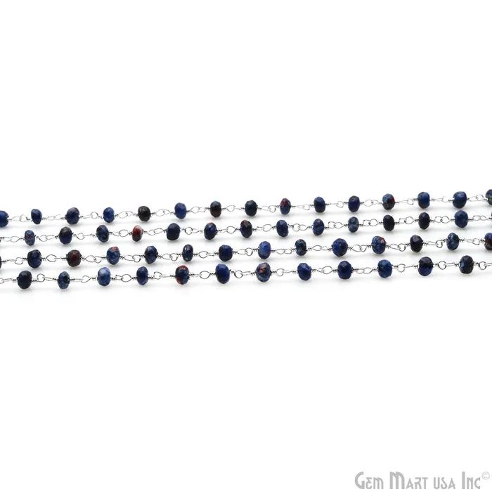 Sodalite Jade 4mm Faceted Beads Silver Wire Wrapped Rosary GemMartUSA Rings Sodalite Jade 4mm Faceted Beads Silver Wire Wrapped Rosary GemMartUSA Rings