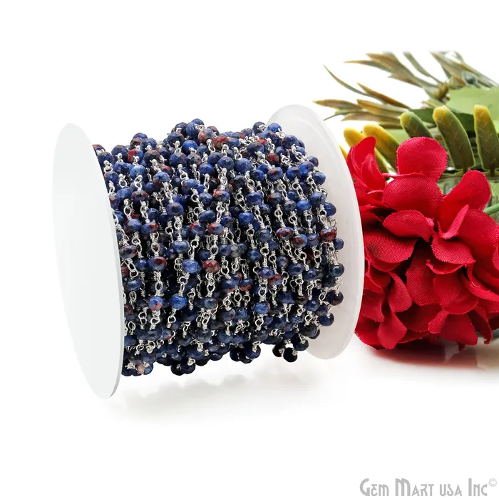 Sodalite Jade 4mm Faceted Beads Silver Wire Wrapped Rosary GemMartUSA Rings Sodalite Jade 4mm Faceted Beads Silver Wire Wrapped Rosary GemMartUSA Rings