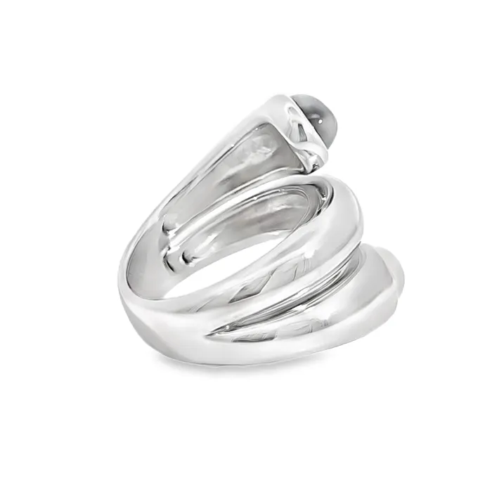 Sterling Silver Rhodium Plated Gray White Moonstone Wraparound Ring I8780 Breuning Rings Sterling Silver Rhodium Plated Gray White Moonstone Wraparound Ring I8780 Breuning Rings