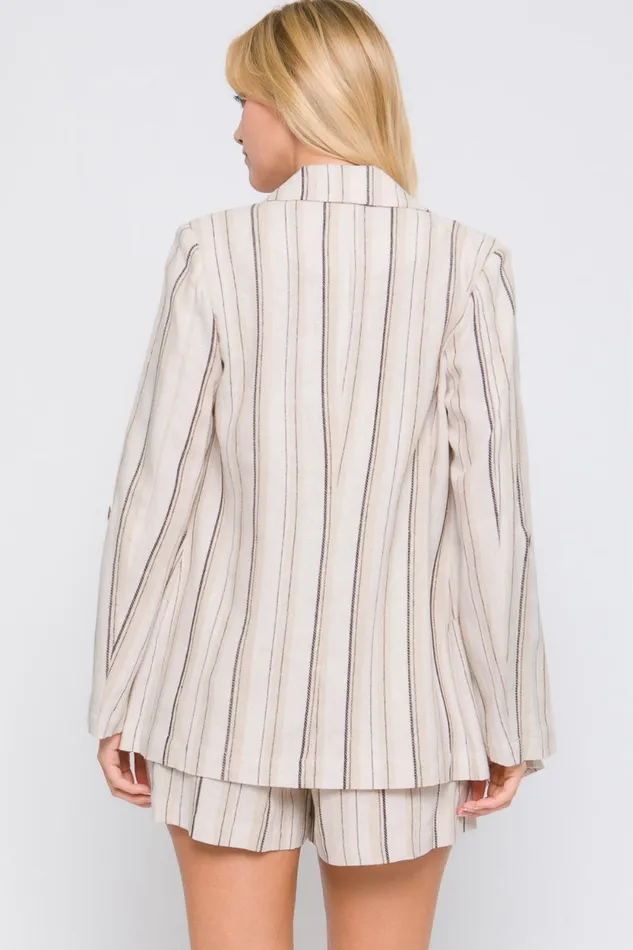 Trendsi Necklaces Love Tree Linen Woven Striped Blazer