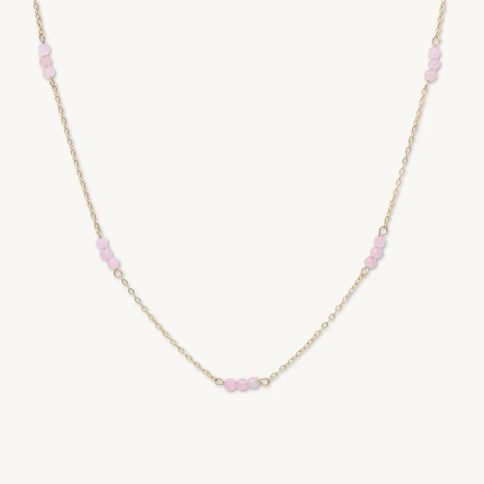 Trio Rose Quartz Satellite Chain Necklace Camile Stone Necklaces