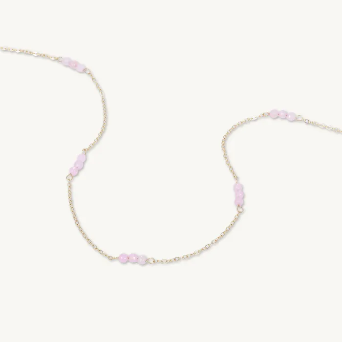 Trio Rose Quartz Satellite Chain Necklace Camile Stone Necklaces