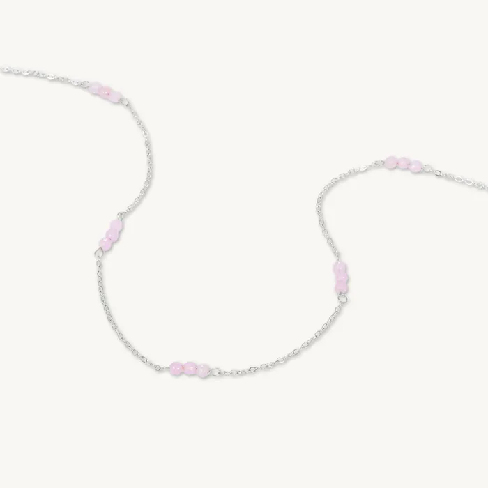 Trio Rose Quartz Satellite Chain Necklace Camile Stone Necklaces