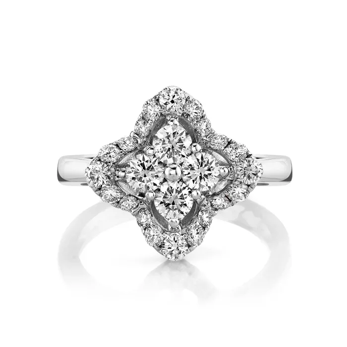 TVON Rings 14K 114cttw VS White Diamond Clover Ring