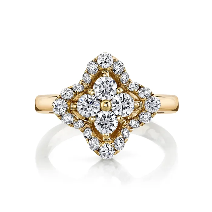 TVON Rings 14K 114cttw VS White Diamond Clover Ring