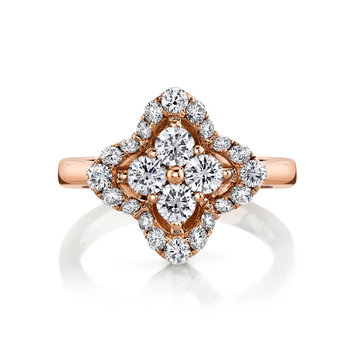 TVON Rings 14K 114cttw VS White Diamond Clover Ring