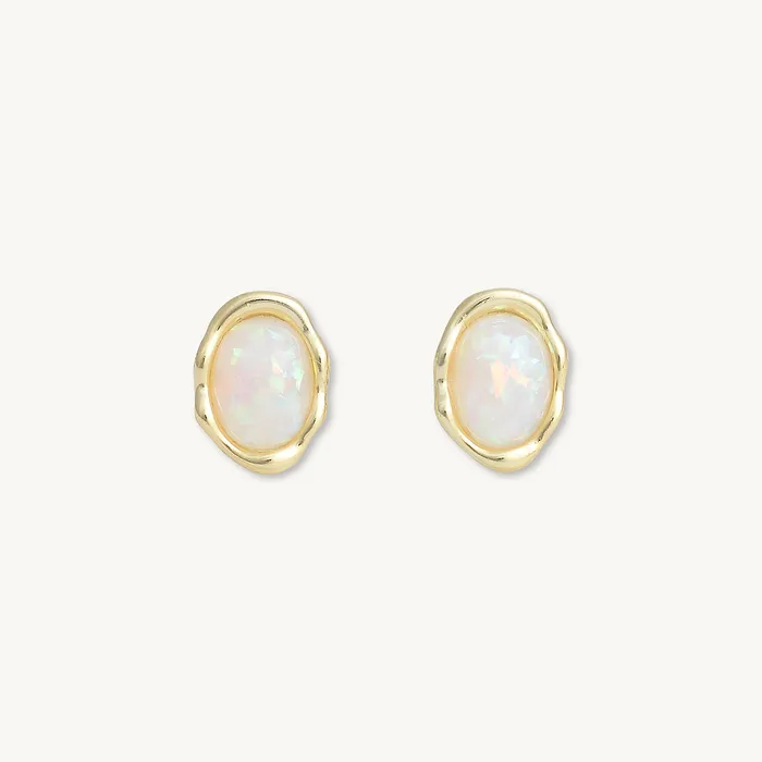 Vintage Oval Opal Stud Earrings Camile Stone Earrings