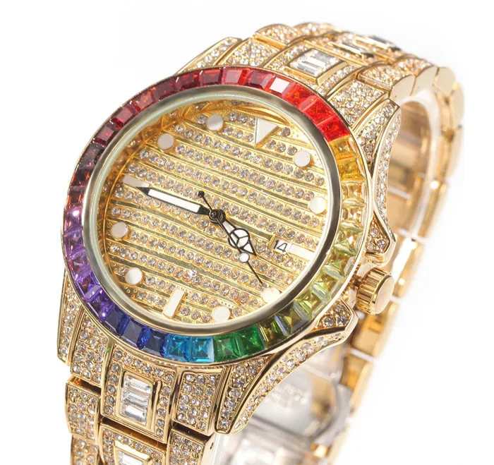 Watches Minx London Iced Out Watch Iced Watch Mens Iced Out Watch Hip Hop Watch Baguette Watch Diamond Watches Rainbow Bezel Watch Rainbow Watch