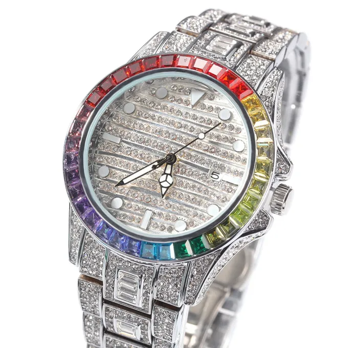 Watches Minx London Iced Out Watch Iced Watch Mens Iced Out Watch Hip Hop Watch Baguette Watch Diamond Watches Rainbow Bezel Watch Rainbow Watch