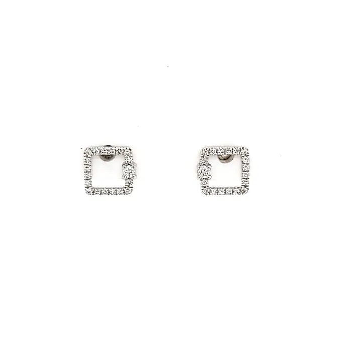 White Gold Diamond Square Stud Earrings I6525 Bassali Earrings