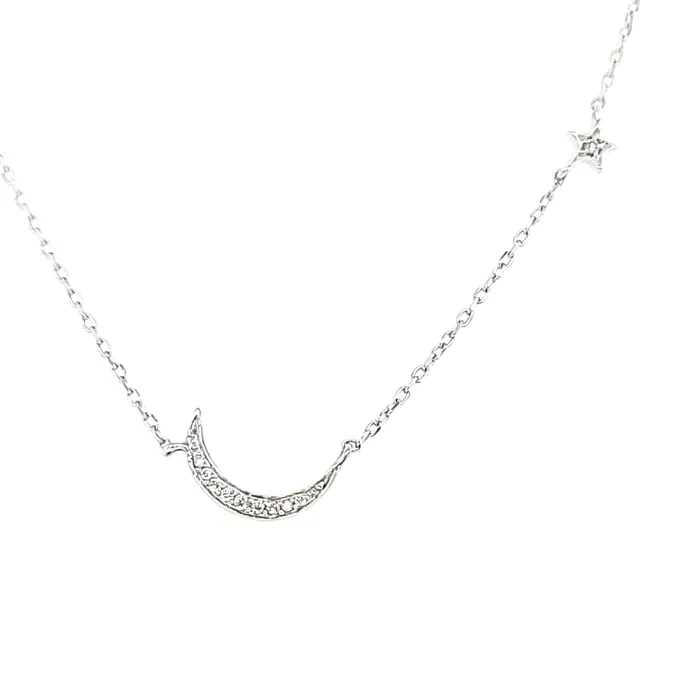 Wilkerson Assoc Necklaces White Gold Moon Star Necklace I7476