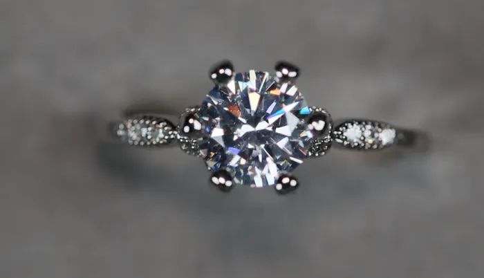 Womens Diamond Engagement Ring Womens Silver Diamond Wedding Ring Lab Diamonds London Rings