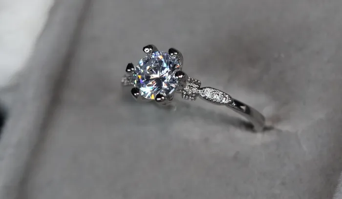 Womens Diamond Engagement Ring Womens Silver Diamond Wedding Ring Lab Diamonds London Rings