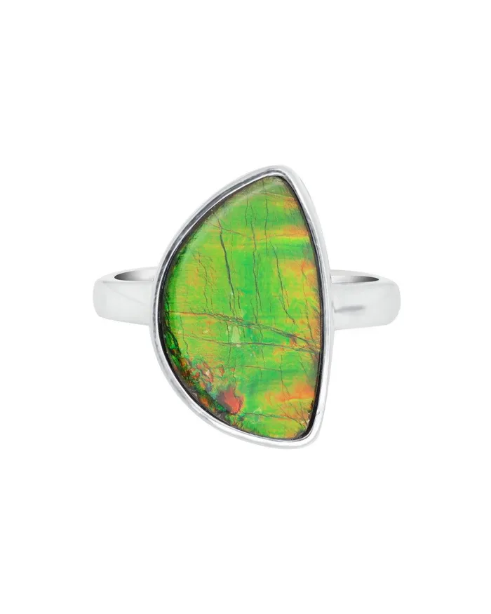 YoTreasure 735 Ct Ammolite Ring Solid 925 Sterling Silver Gemstone Jewelry Rings YoTreasure 735 Ct Ammolite Ring Solid 925 Sterling Silver Gemstone Jewelry Rings