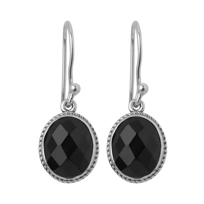 YoTreasure Earrings Black Onyx Solid 925 Sterling Silver Dangle Earrings
