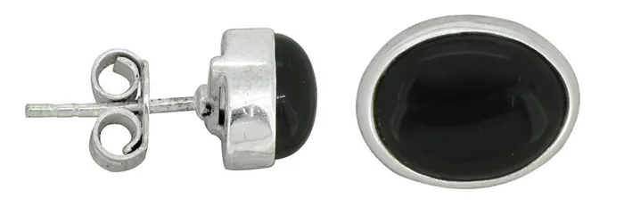 YoTreasure Earrings Black Onyx Solid 925 Sterling Silver Stud Earrings