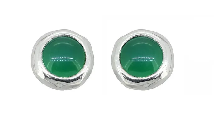 YoTreasure Earrings Green Onyx Solid 925 Sterling Silver Stud Earrings Jewelry